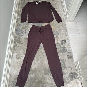 Women's brown  Lounge Jogger Set - Long Sleeve Top & Drawstring Pants